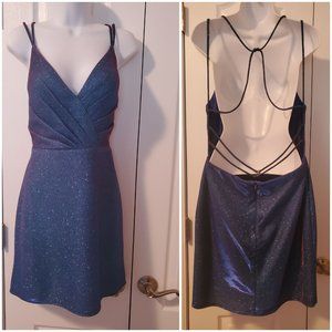 Alyce Paris Blue Sparkle Metallic Cocktail